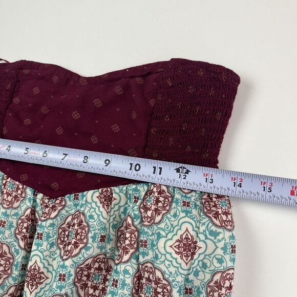 ROXY Y2K Babydoll Strapless Boho Maxi Dress Small Beachy Fairy Peasant Hippie - Picture 7 of 14